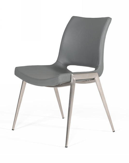 Modrest Jackie - Modern Grey Eco-Leather Dining Chair (Set of 2) | Modishstore | Dining Chairs