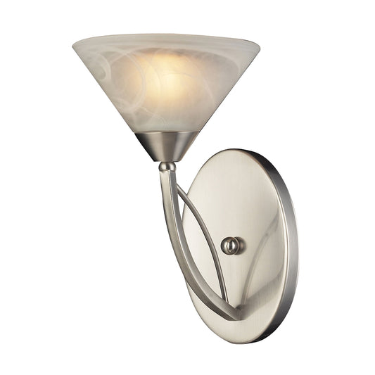 Elysburg 1-Light Wall Lamp in Satin Nickel with White Swirl Glass ELK Lighting | Wall Lamps | Modishstore