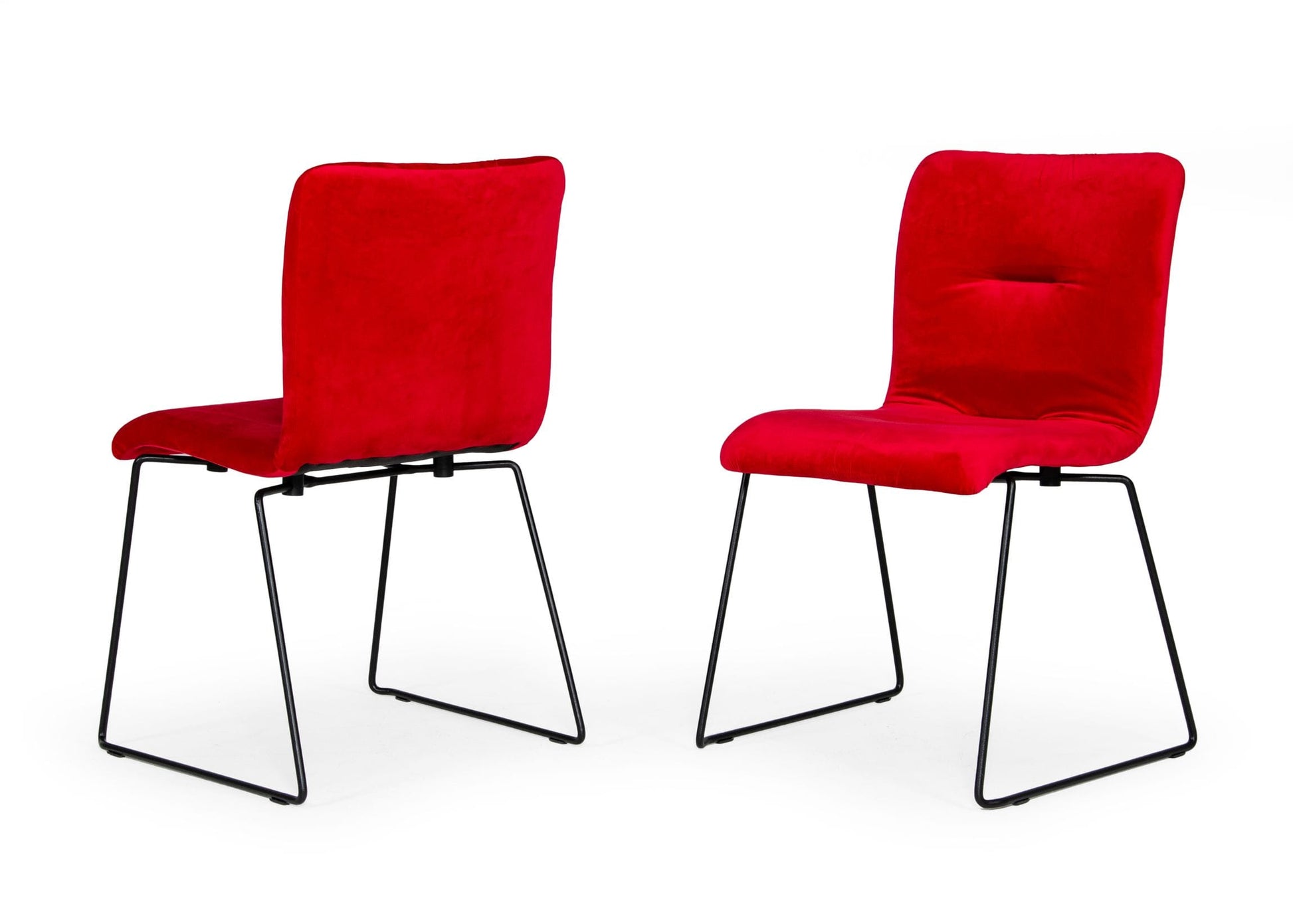 Modrest Yannis - Modern Red Fabric Dining Chair (Set of 2) | Modishstore | Dining Chairs