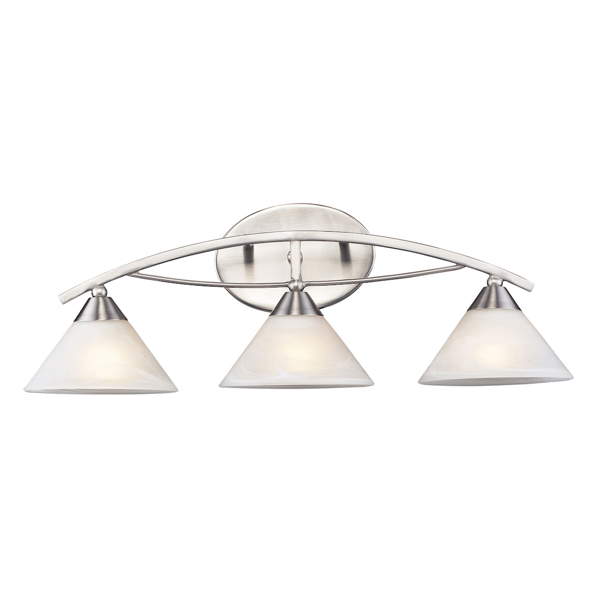Elysburg 3-Light Vanity Lamp in Satin Nickel with White Swirl Glass ELK Lighting | Vanity Light | Modishstore