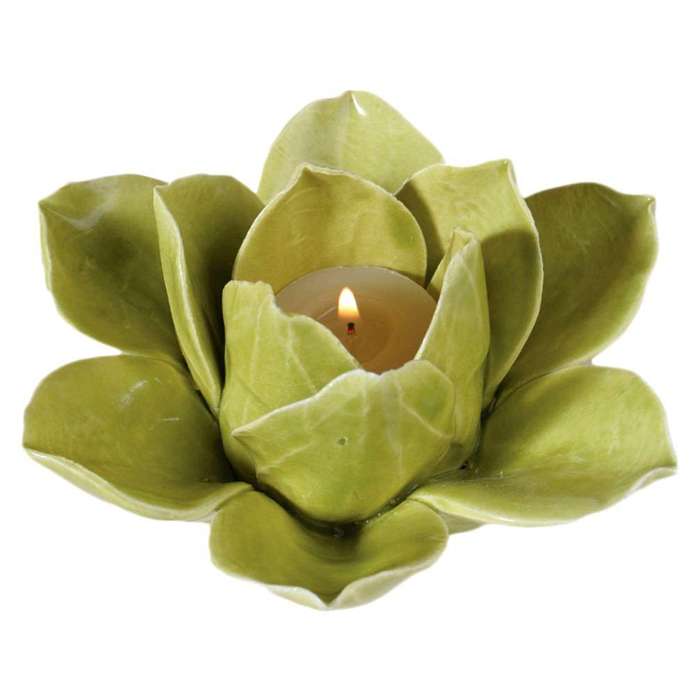 HomArt Lotus Tea Light Holder - Green-6