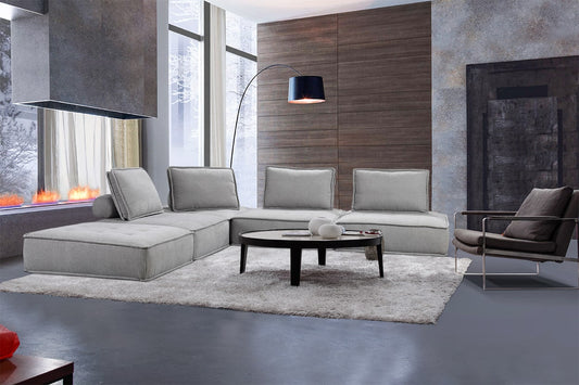 Divani Casa Nolden - Modern Grey Fabric Sectional Sofa | Modishstore | Sofas