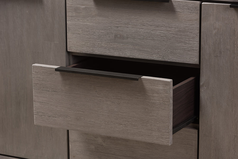 baxton studio nash rustic platinum wood 3 drawer sideboard buffet | Modish Furniture Store-7