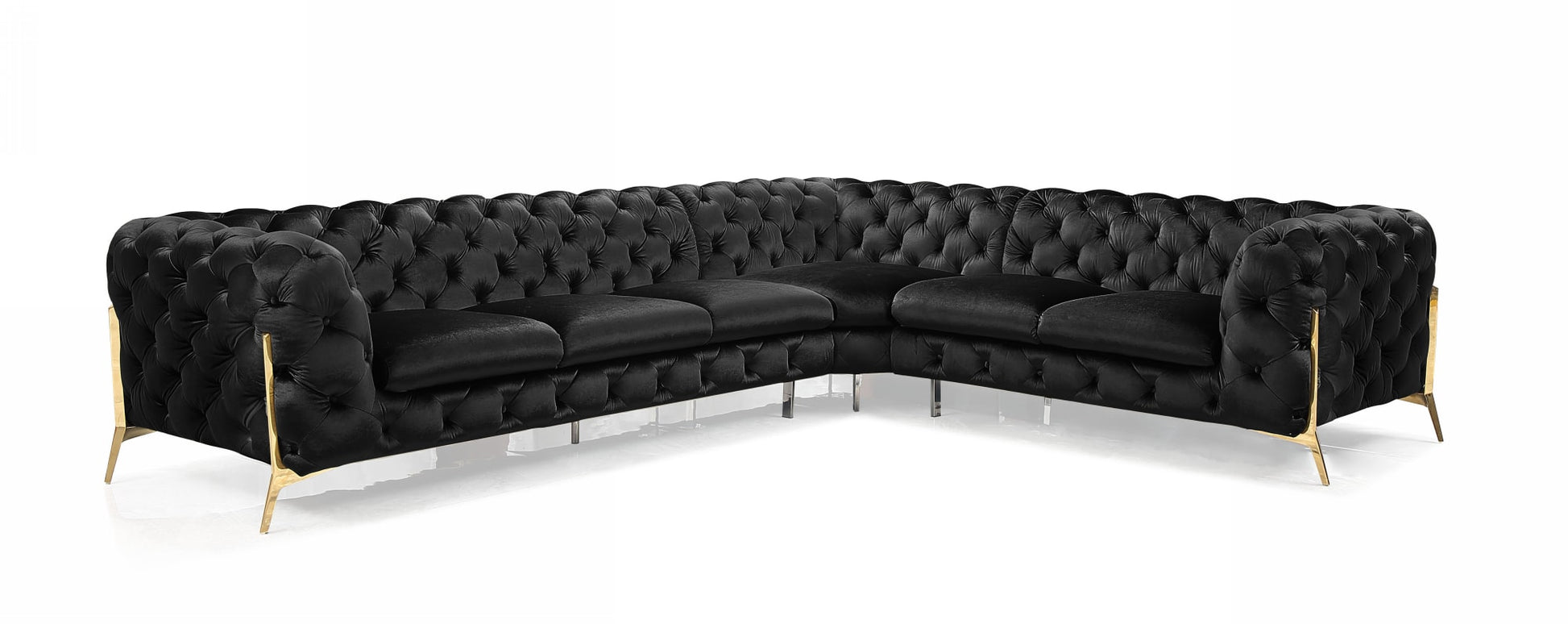 Divani Casa Sheila - Modern Black Velvet Sectional Sofa-3