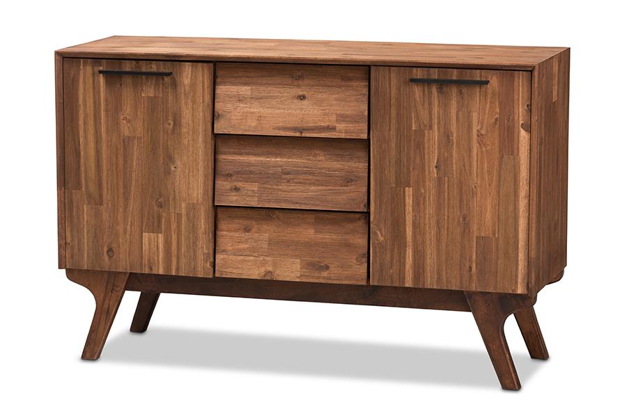 baxton studio sierra mid century modern brown wood 3 drawer sideboard | Modish Furniture Store-2