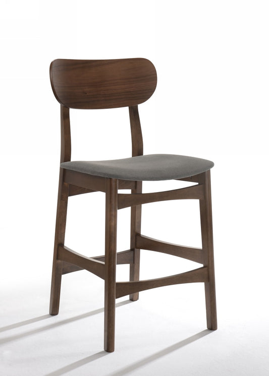 Modrest Lynn - Modern Grey & Walnut Bar Chair (Set of 2) | Modishstore | Bar Stools