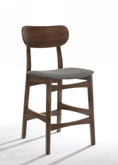 Modrest Lynn - Modern Grey & Walnut Bar Chair (Set of 2)