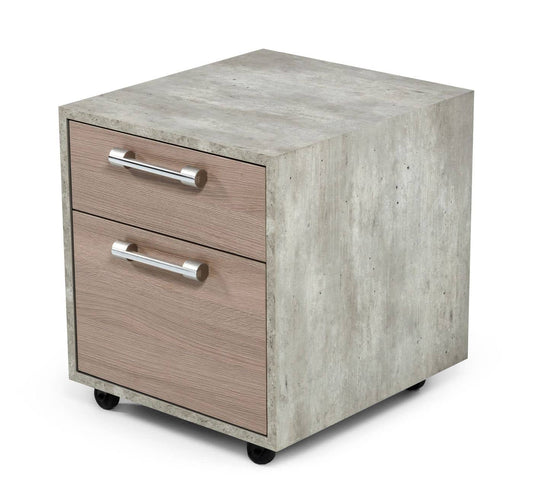 Nova Domus Boston Modern Brown Oak & Faux Concrete Office Small File Cabinet | Modishstore | Nightstands