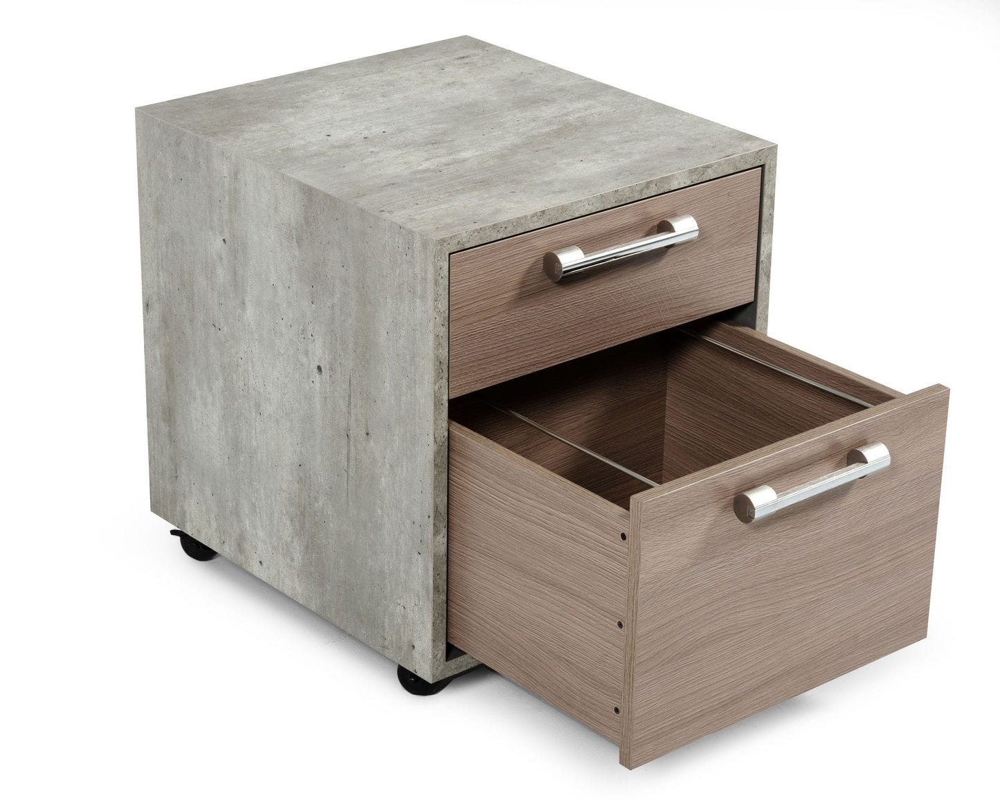 Nova Domus Boston Modern Brown Oak & Faux Concrete Office Small File Cabinet | Modishstore | Nightstands-3