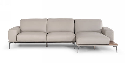 Estro Salotti Villeneuve - Modern Light Grey Italian Leather Sectional Sofa | Modishstore | Sofas