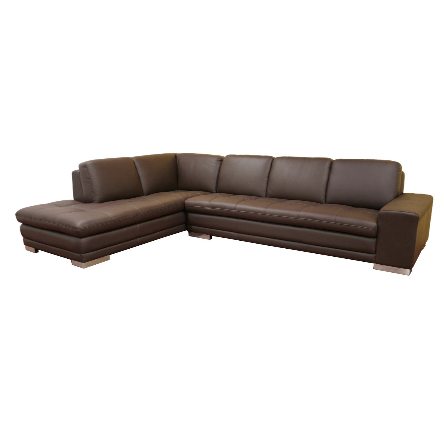 Baxton Studio Callidora Dark Brown Leather-Leather Match Sofa Sectional Reverse | Modishstore | Sofas