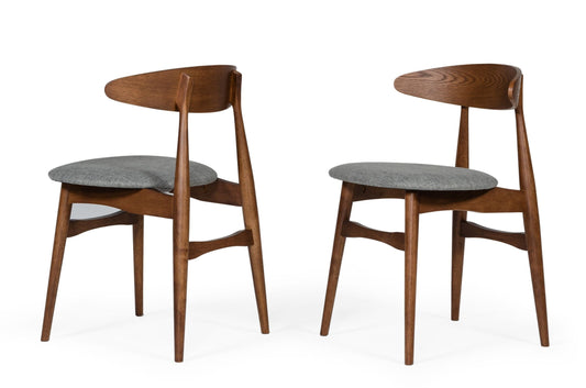Modrest Prospect - Modern Grey Fabric & Walnut Dining Chair (Set of 2) | Modishstore | Dining Chairs