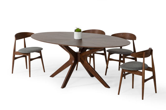 Modrest Prospect - Modern Oval Walnut Dining Table | Modishstore | Dining Tables