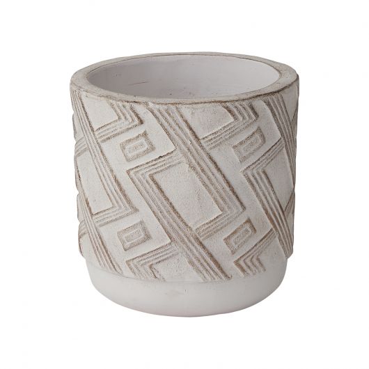 Candler White Ceramic Textured Planter By Accent Decor- 2 Sizes | Planters, Troughs & Cachepots | Modishstore - 3