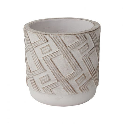 Candler White Ceramic Textured Planter By Accent Decor- 2 Sizes | Planters, Troughs & Cachepots | Modishstore - 3