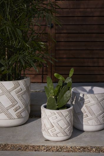 Candler White Ceramic Textured Planter By Accent Decor- 2 Sizes | Planters, Troughs & Cachepots | Modishstore - 1