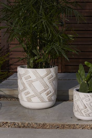 Candler White Ceramic Textured Planter By Accent Decor- 2 Sizes | Planters, Troughs & Cachepots | Modishstore - 5