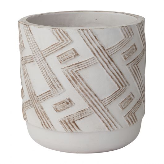 Candler White Ceramic Textured Planter By Accent Decor- 2 Sizes | Planters, Troughs & Cachepots | Modishstore - 4