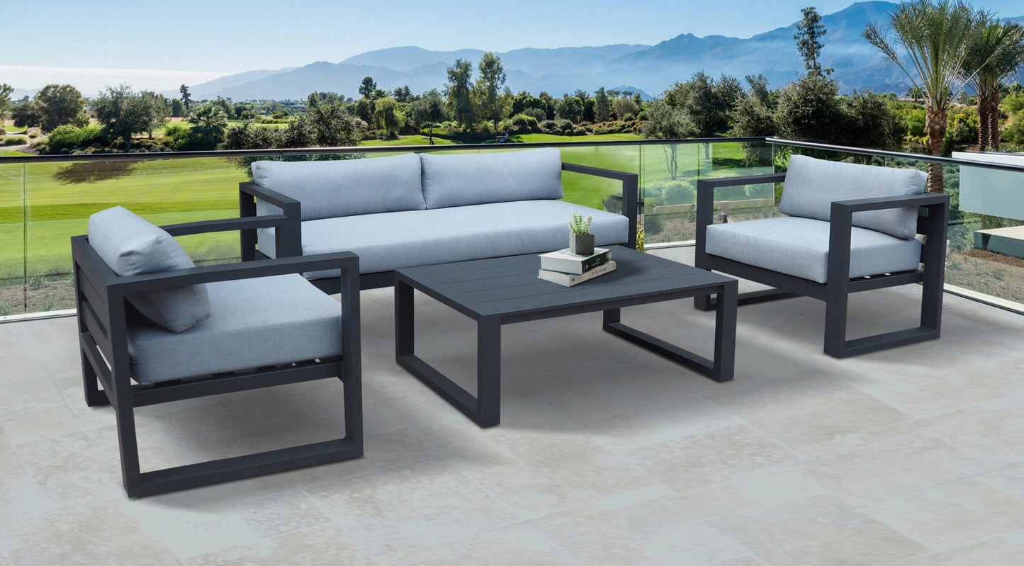 Renava Weber - Modern Outdoor Grey & Black Sofa Set | Modishstore | Outdoor Recliners & Lounge Chairs
