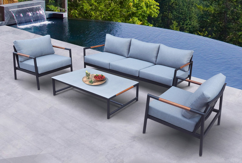 Renava Kiowa - Modern Outdoor Grey & Black Sofa Set | Modishstore | Outdoor Sofas, Loveseats & Sectionals