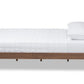 baxton studio soloman mid century modern light beige fabric and walnut brown finished wood queen size platform bed | Modish Furniture Store-3