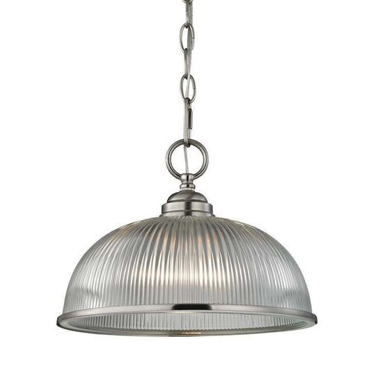 Liberty Park 1-Light Mini Pendant in Brushed Nickel with Prismatic Clear Glass | Pendant Lamps | Modishstore