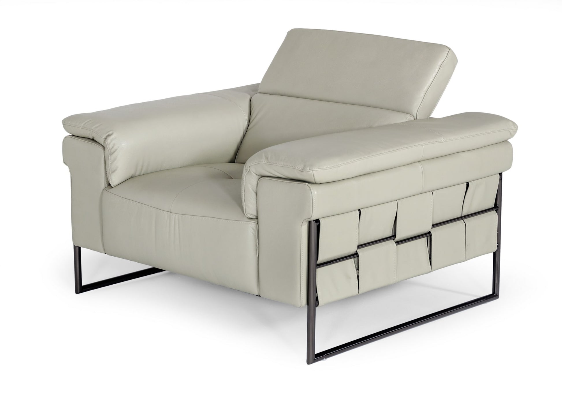 Divani Casa Shoden - Modern Light Grey Leather Chair | Modishstore | Armchairs