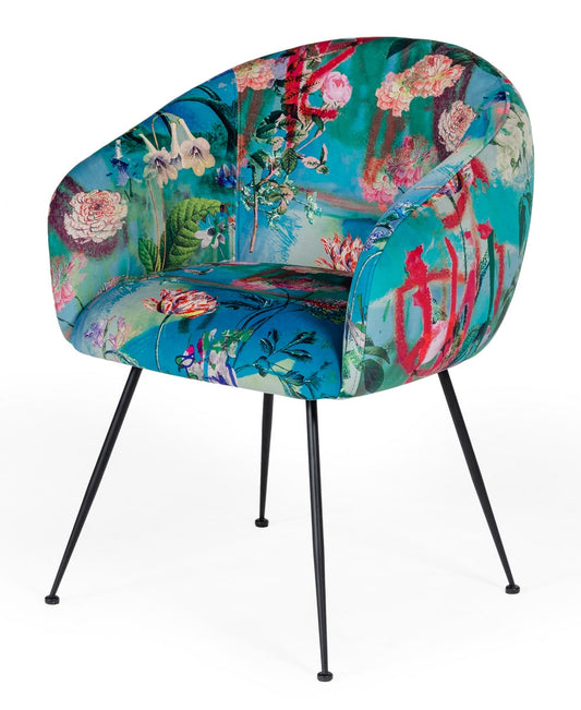 Modrest Roxann - Contemporary Floral Velvet Dining Chair | Dining Chairs | Modishstore