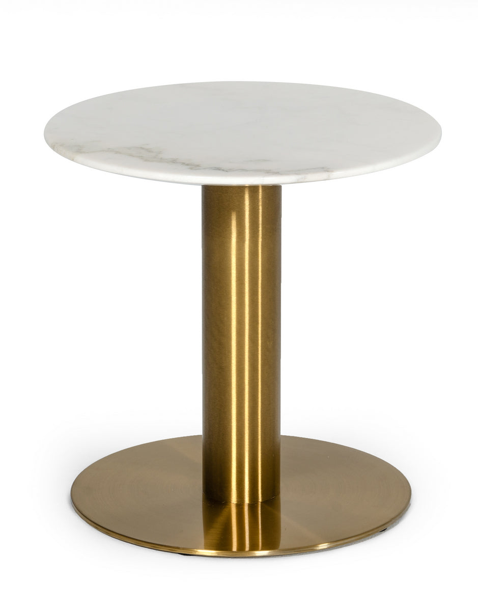 Modrest Fairway - Glam White Marble and Brushed Gold End Table | Modishstore | End Tables