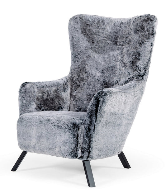 Modrest Findon - Glam Grey Faux Fur Accent Chair | Modishstore | Accent Chairs