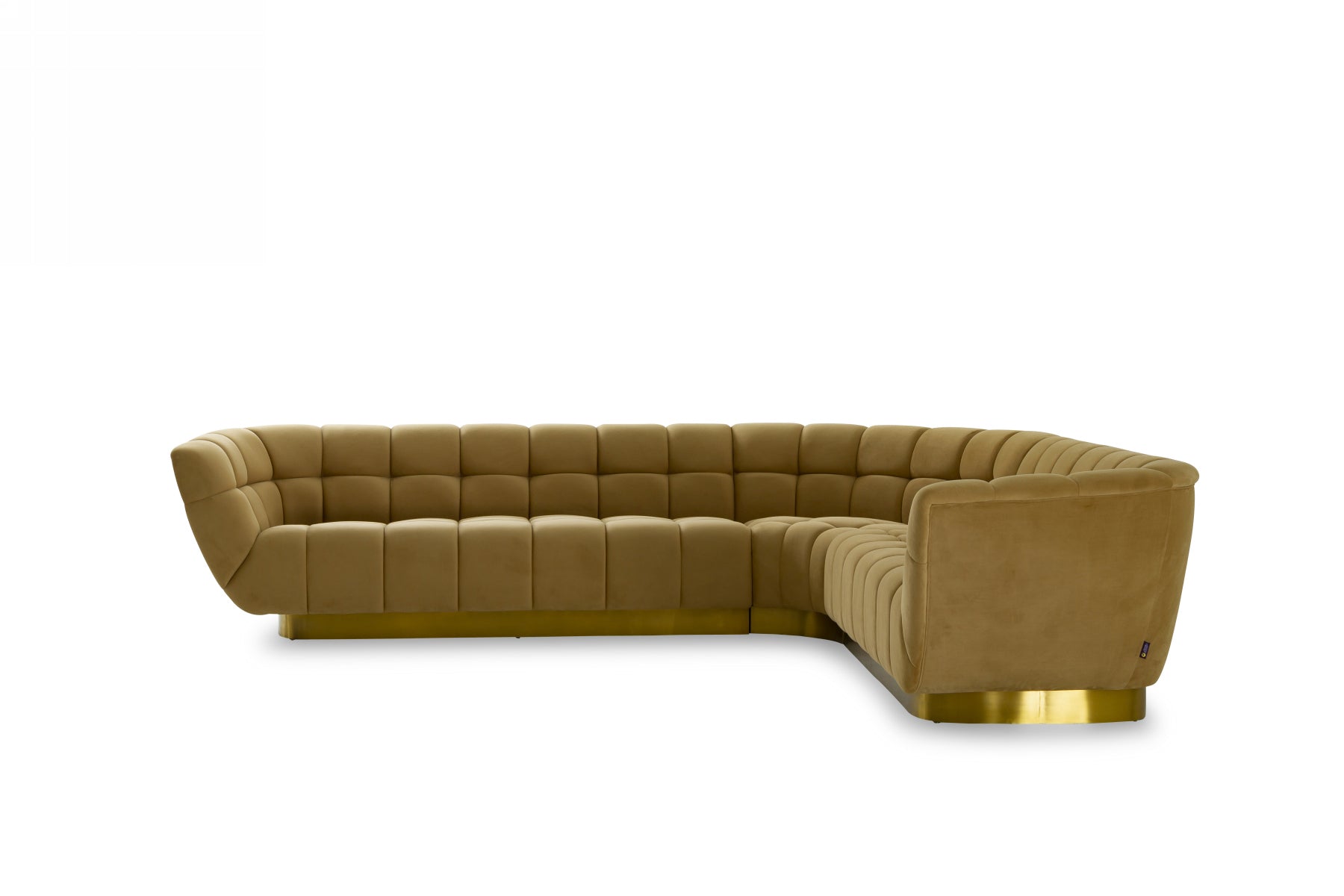 Divani Casa Granby - Glam Mustard and Gold Fabric Sectional Sofa | Modishstore | Sofas-2