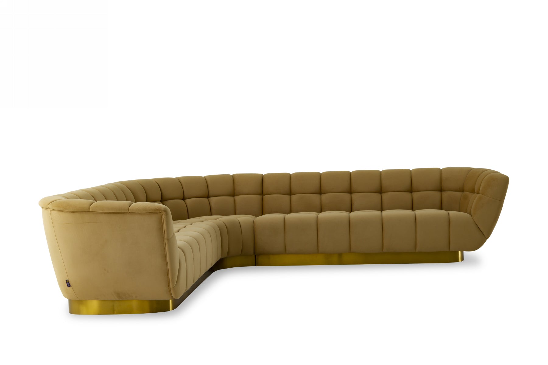 Divani Casa Granby - Glam Mustard and Gold Fabric Sectional Sofa | Modishstore | Sofas-3