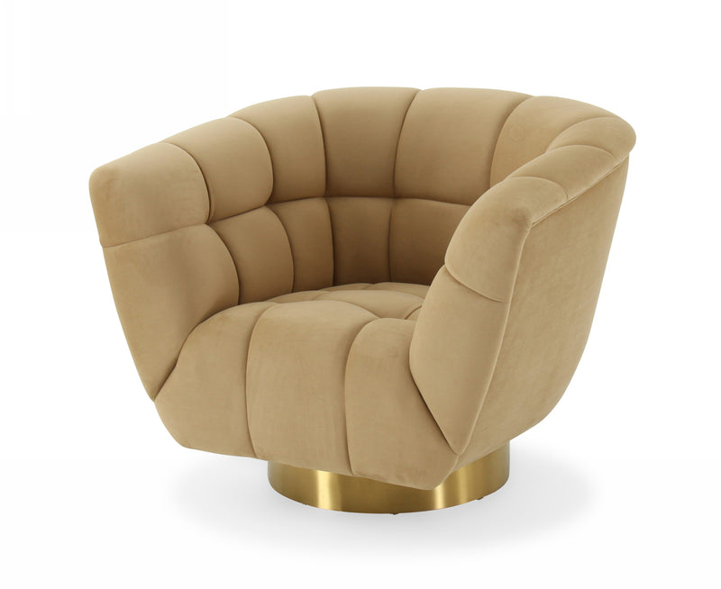 Divani Casa Granby - Glam Mustard and Gold Fabric Chair | Modishstore | Accent Chairs