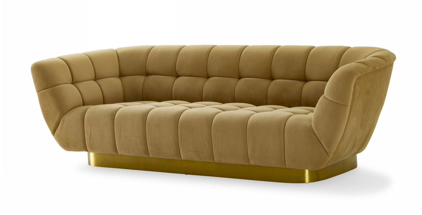 Divani Casa Granby - Glam Mustard and Gold Fabric Sofa-2