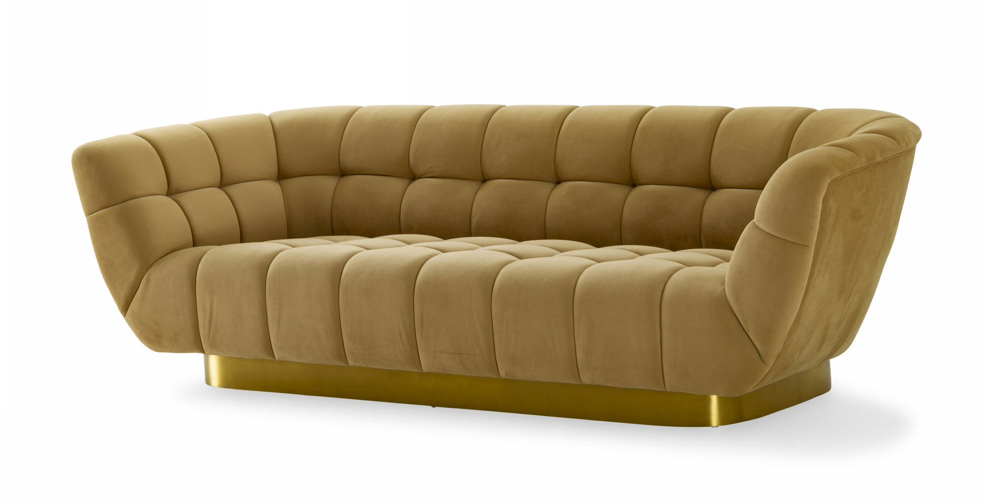 Divani Casa Granby - Glam Mustard and Gold Fabric Sofa-4