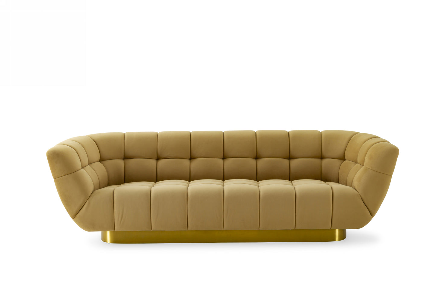 Divani Casa Granby - Glam Mustard and Gold Fabric Sofa-3