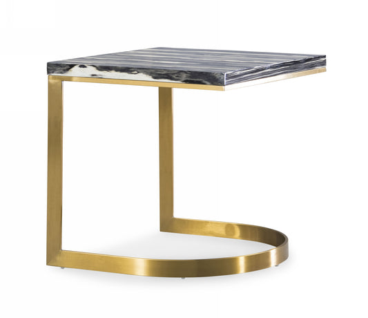 Modrest Greely - Glam Black and Gold Marble End Table | Modishstore | End Tables