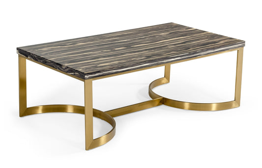 Modrest Greely - Glam Black and Gold Marble Coffee Table | Modishstore | Coffee Tables