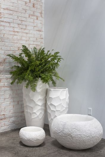 Tahiti Bowl/Planters in White Fiber Composite By Kalalou | Planters, Troughs & Cachepots | Modishstore - 1