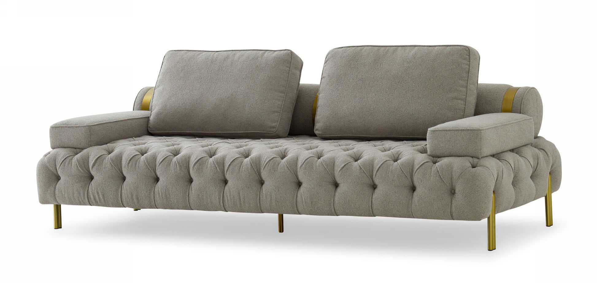 Divani Casa Ladera - Glam Grey and Gold Fabric Sofa | Modishstore | Sofas-2