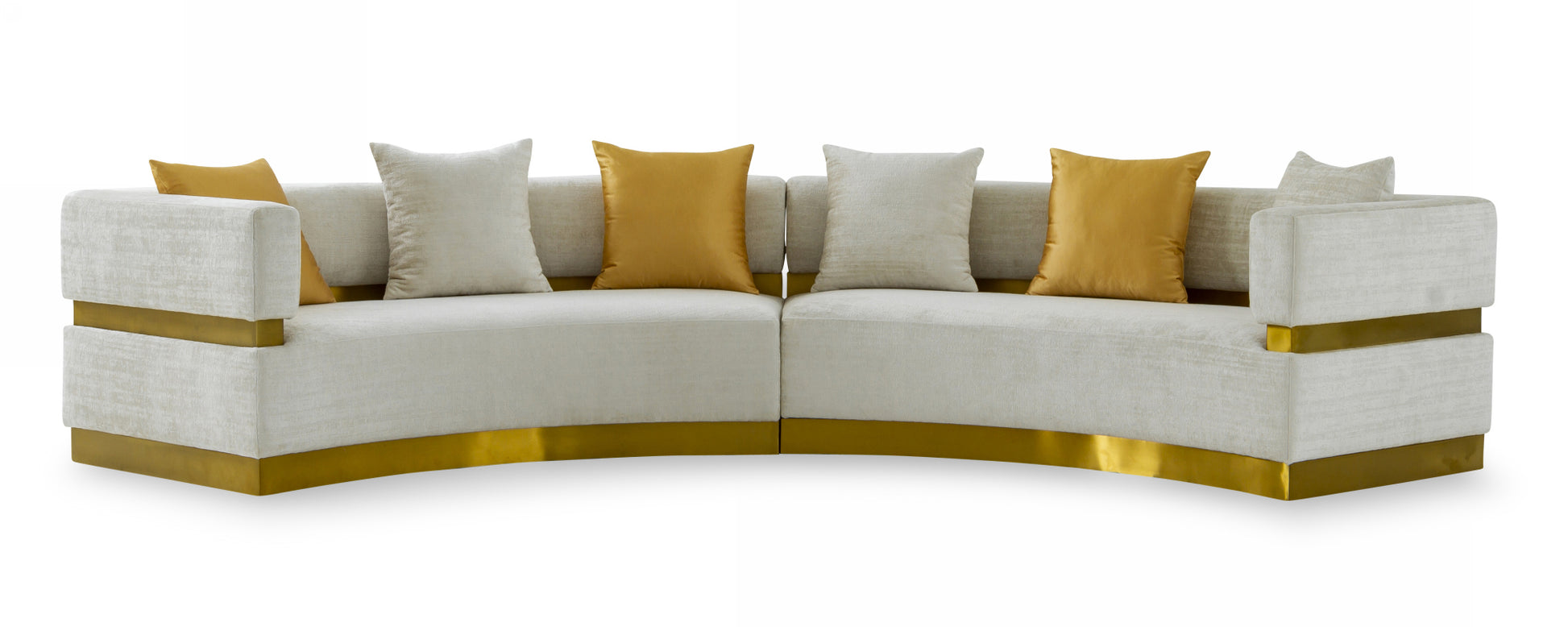 Divani Casa Kiva - Glam Beige and Gold Fabric Sectional Sofa-3