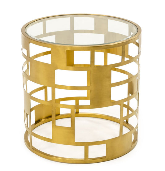 Modrest Kudo - Glam Clear Glass and Gold Glass End Table | Modishstore | End Tables