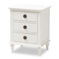 baxton studio venezia french inspired rustic whitewash wood 3 drawer nightstand | Modish Furniture Store-2