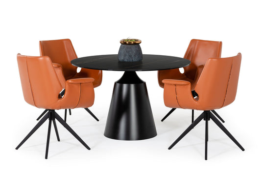 Modrest Edith - Modern Round Black Ceramic Dining Table | Modishstore | Dining Tables