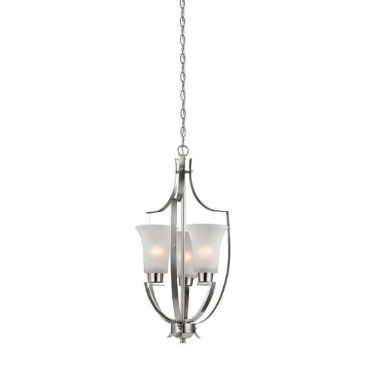 Foyer 3-Light Pendant in Brushed Nickel with White Glass | Pendant Lamps | Modishstore
