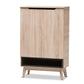 baxton studio fella mid century modern two tone oak and grey wood shoe cabinet | Modish Furniture Store-7