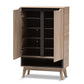 baxton studio fella mid century modern two tone oak and grey wood shoe cabinet | Modish Furniture Store-6