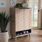 baxton studio fella mid century modern two tone oak and grey wood shoe cabinet | Modish Furniture Store-2