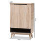 baxton studio fella mid century modern two tone oak and grey wood shoe cabinet | Modish Furniture Store-8