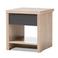 baxton studio jamie modern and contemporary two tone oak and grey wood 1 drawer 1 shelf nightstand | Modish Furniture Store-2